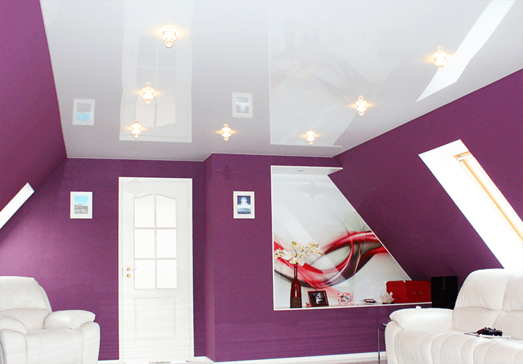 Натяжные потолки на мансарду